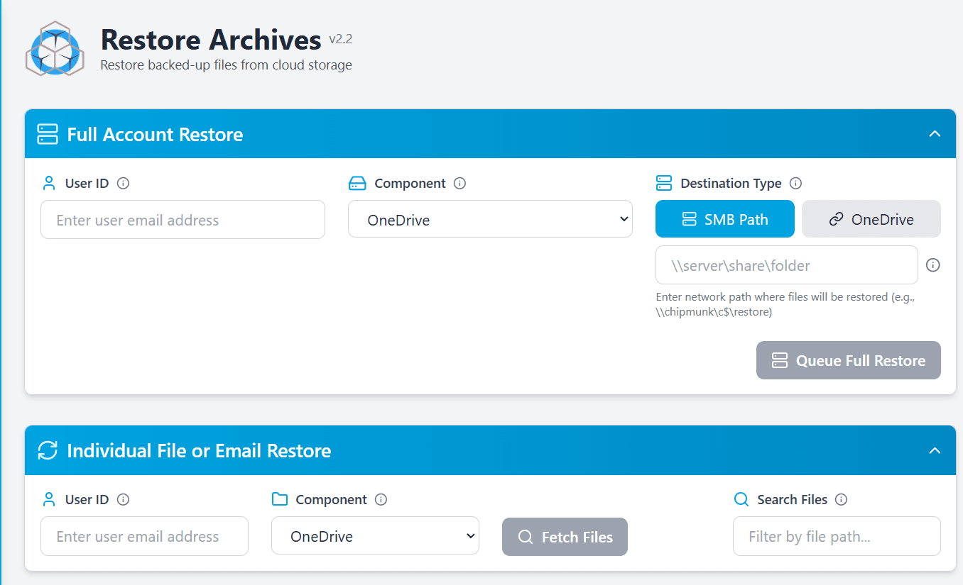 archive restores archive restores